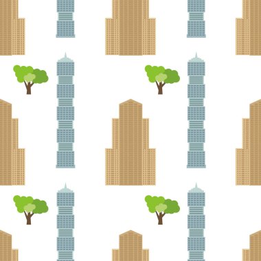 Modern evler ve yeşil ağaçlar ile sorunsuz şehir arka plan