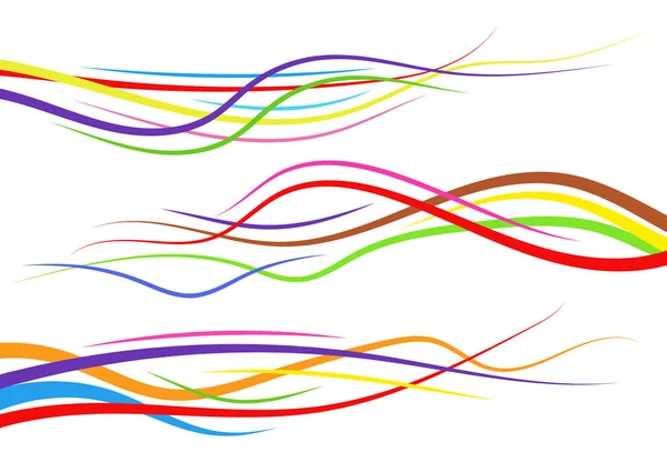 Reihe abstrakter, farbig gekrümmter Linien — Stockvektor