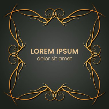 Karanlık bir arka plan üzerine bir kare altın monogram öğesi