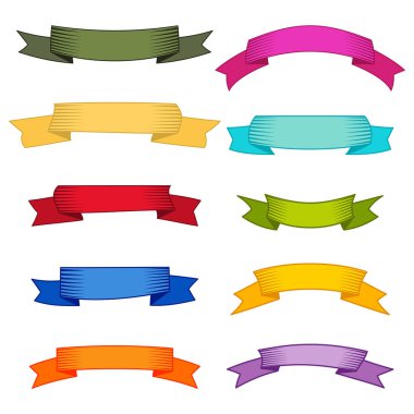 Dizi on çok renkli kurdeleler ve afiş web tasarımı için