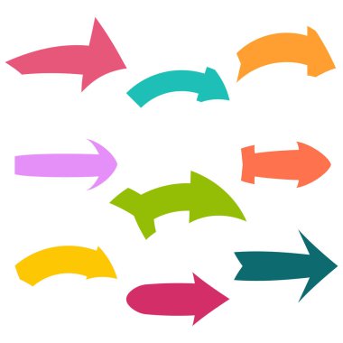 Dokuz tane çeşitli okları çok renkli ayarla