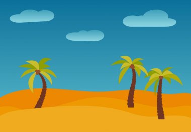 Çizgi film doğa manzara çöl içinde üç avuç içi ile