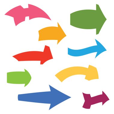 Dokuz tane çeşitli okları çok renkli ayarla