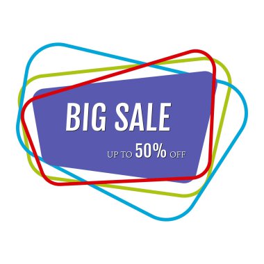 Soyut renkli kaotik çizgileri ile büyük satış etiket. Vektör illustratio