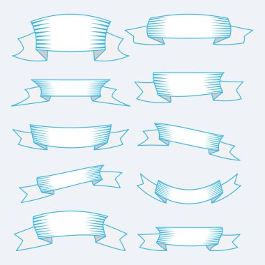 On şeritler ve bannerları web tasarım kümesi. Beyaz arka plan üzerinde izole büyük tasarım öğesi. Vektör çizim