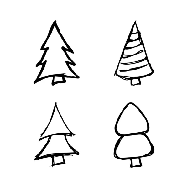 Arbres de Noël dessinés à la main — Image vectorielle