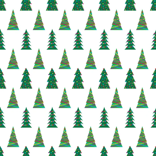 Patrón sin costuras con árbol de Navidad verde — Vector de stock