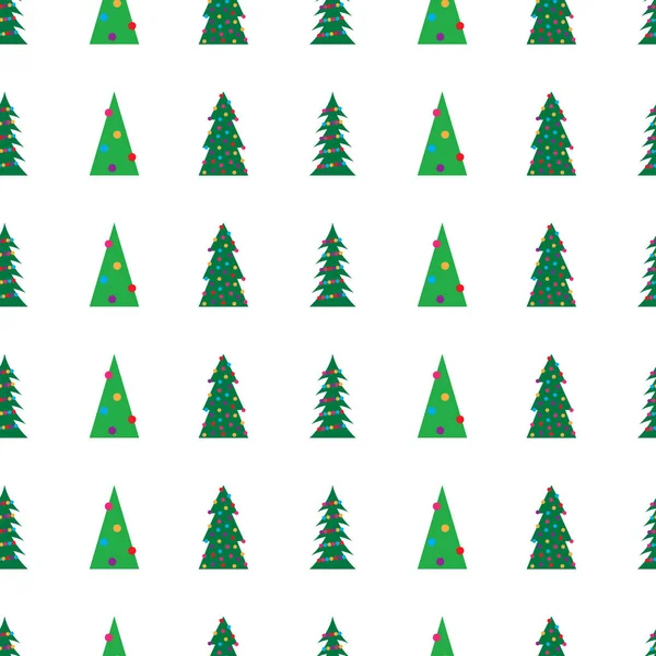 Seamless pattern with green Christmas tree — Stock Vector