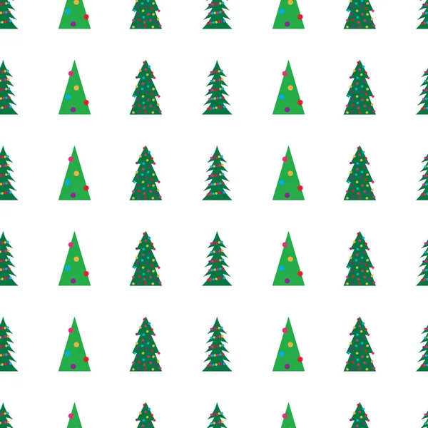 Patrón sin costuras con árbol de Navidad verde — Vector de stock