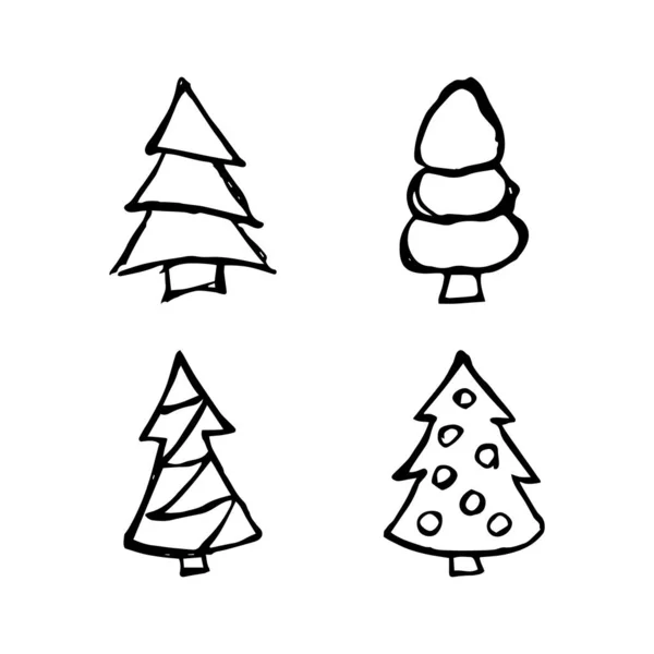 Hand drawn Christmas trees — Stock Vector