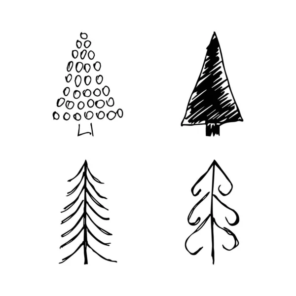 Hand drawn Christmas trees — Stock Vector