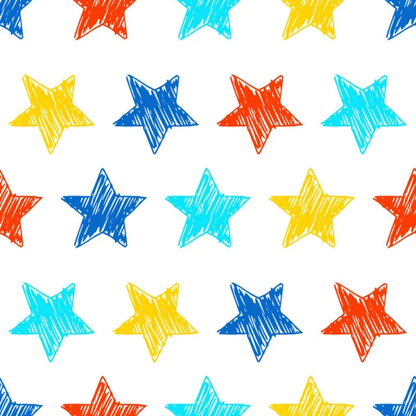 Seamless doodle hand drawn stars — Stock Vector