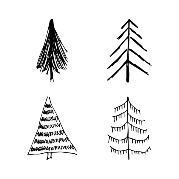 Hand drawn Christmas trees — Stock Vector