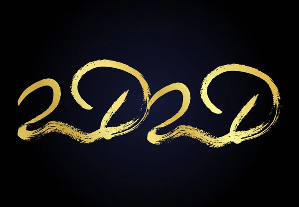 2020 letras grunge ouro e números desenhados à mão — Vetor de Stock
