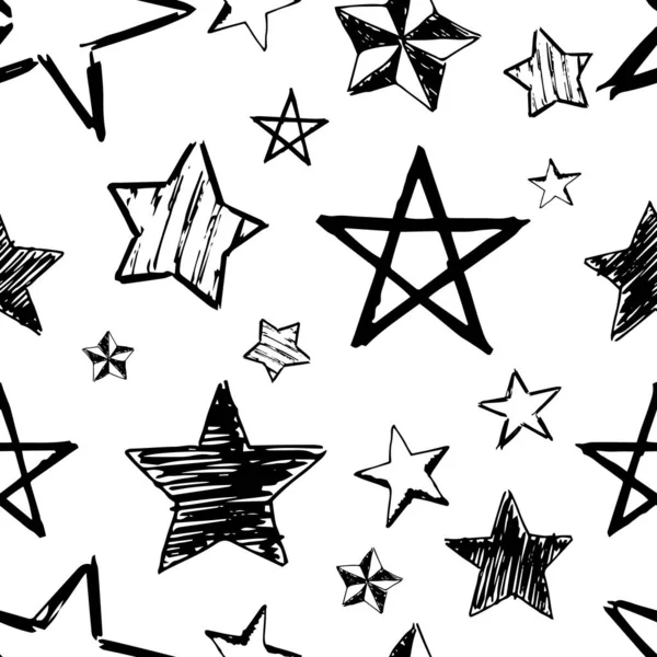 Бесшовные каракули с нарисованными звездами — стоковый вектор