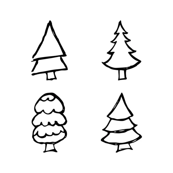 Arbres de Noël dessinés à la main — Image vectorielle