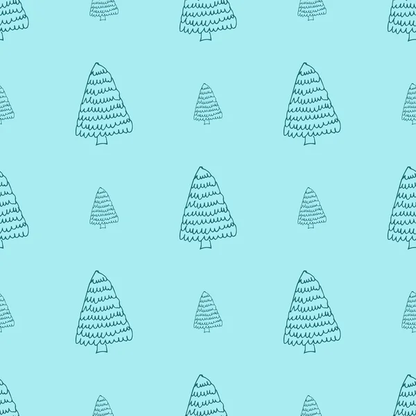 Modèle sans couture avec des arbres de Noël dessinés à la main — Image vectorielle