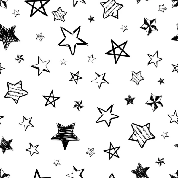 Naadloze doodle hand getrokken sterren — Stockvector