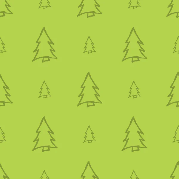 Padrão sem costura com árvores de Natal desenhadas à mão — Vetor de Stock