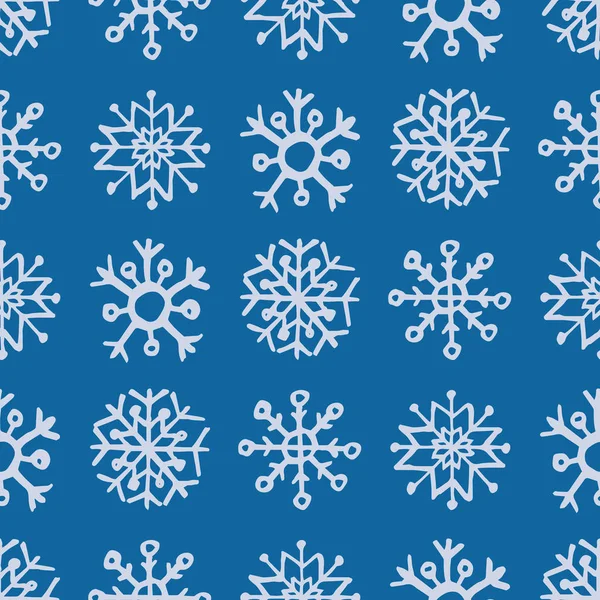 Seamless background of hand drawn snowflakes — Stock Vector