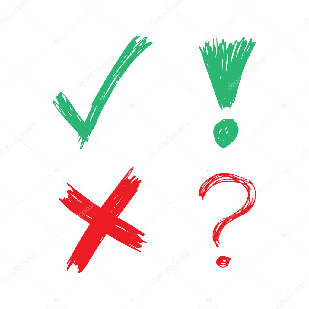 Green and red Hand Drawn sketch symbols