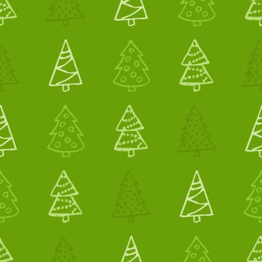 Noel ağaçları seamless modeli el ile çizilmiş