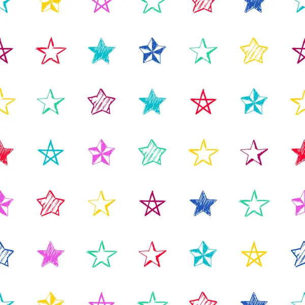 Seamless doodle hand drawn stars — Stock Vector