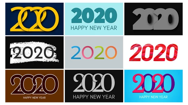 2020 Gott nytt år logotyp text design — Stock vektor