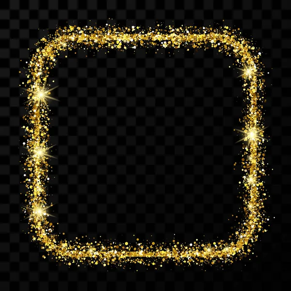 Cadre pailleté or avec scintillements brillants — Image vectorielle