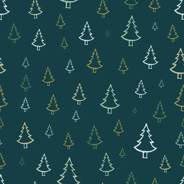 Patrón sin costuras con árboles de navidad dibujados a mano — Archivo Imágenes Vectoriales
