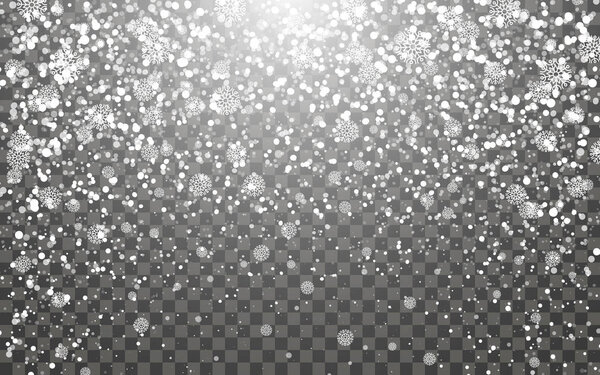 Snowfall and falling snowflakes