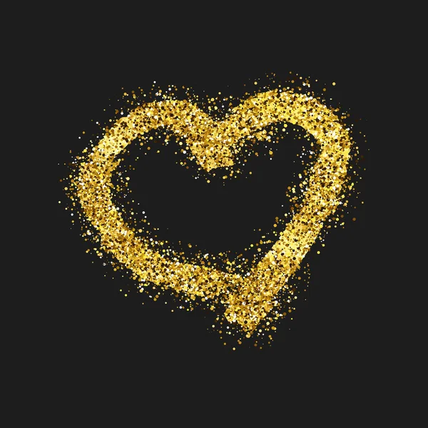 Koyu arkaplanda altın parıldayan kalp — Stok Vektör