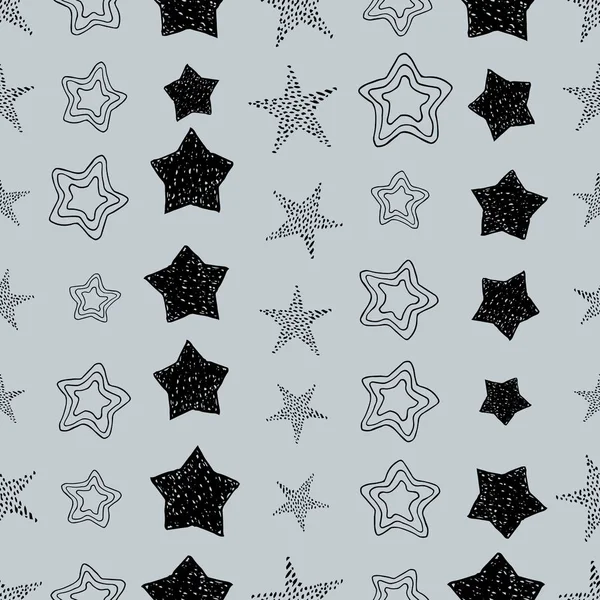 Estrelas desenhadas à mão sem costura doodle — Vetor de Stock
