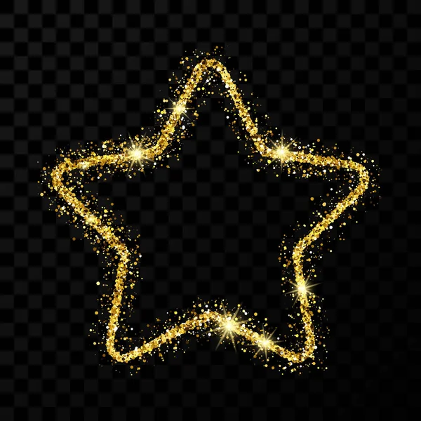 Gold glitter star with shiny sparkles — Stock Vector