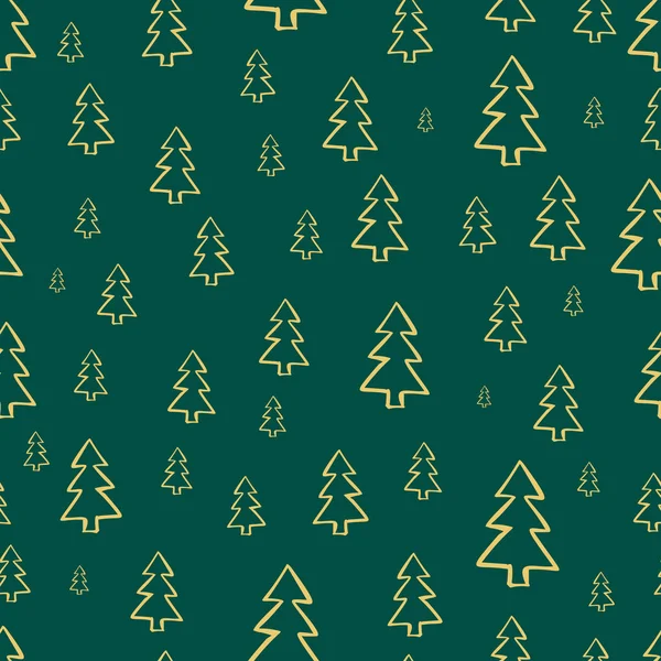 Modèle sans couture avec des arbres de Noël dessinés à la main — Image vectorielle