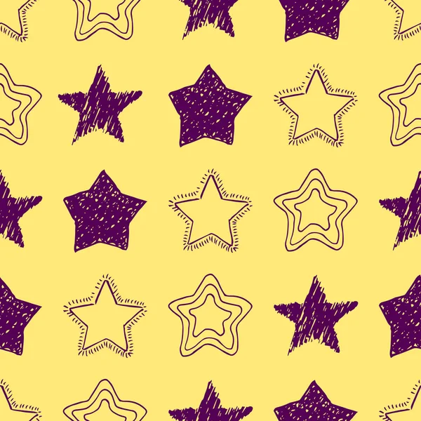 Estrelas desenhadas à mão sem costura doodle —  Vetores de Stock