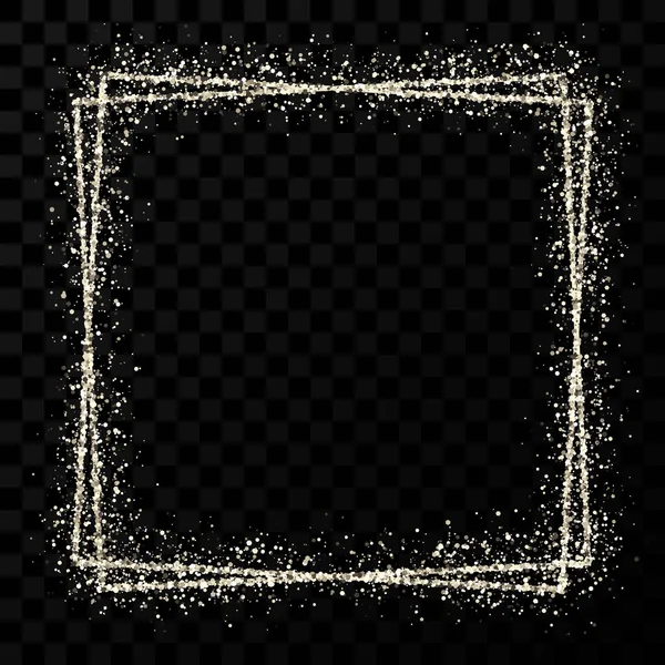 Ασημί γυαλιστερό διπλό τετράγωνο πλαίσιο με εφέ φωτός — Διανυσματικό Αρχείο