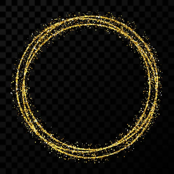 Zlatý lesklý kruhový rám se světelnými efekty — Stockový vektor