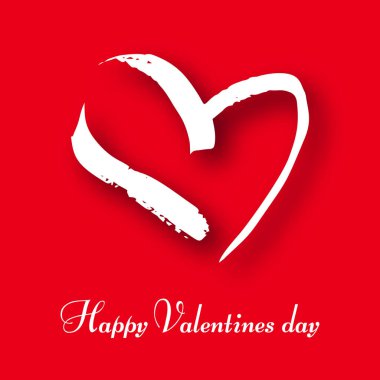 Kırmızı arka planda elle çizilmiş kalp