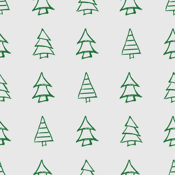 Modèle sans couture avec des arbres de Noël dessinés à la main — Image vectorielle