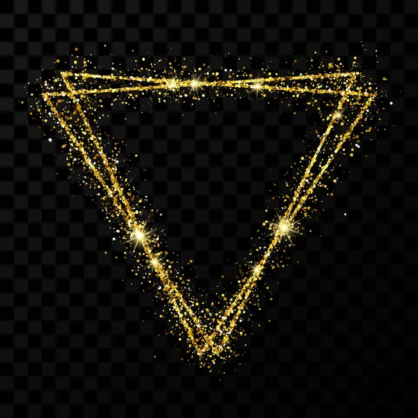 Marco de triángulo doble brillante oro con efectos de luz — Archivo Imágenes Vectoriales