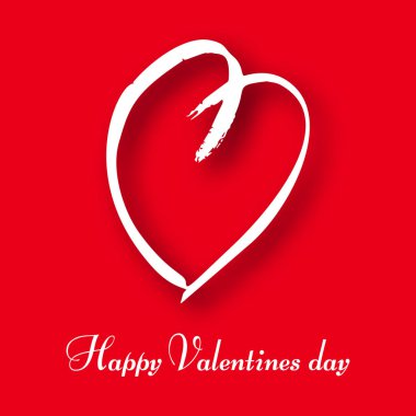 Kırmızı arka planda elle çizilmiş kalp