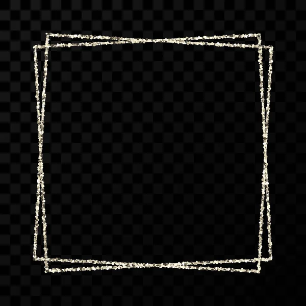 Argent brillant double cadre carré avec des effets de lumière — Image vectorielle
