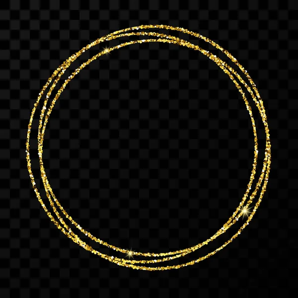 Gold shiny circle frame with light effects — 스톡 벡터