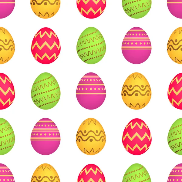 Patrón sin costuras con coloridos huevos de Pascua — Vector de stock