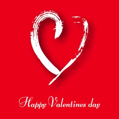 Kırmızı arka planda elle çizilmiş kalp