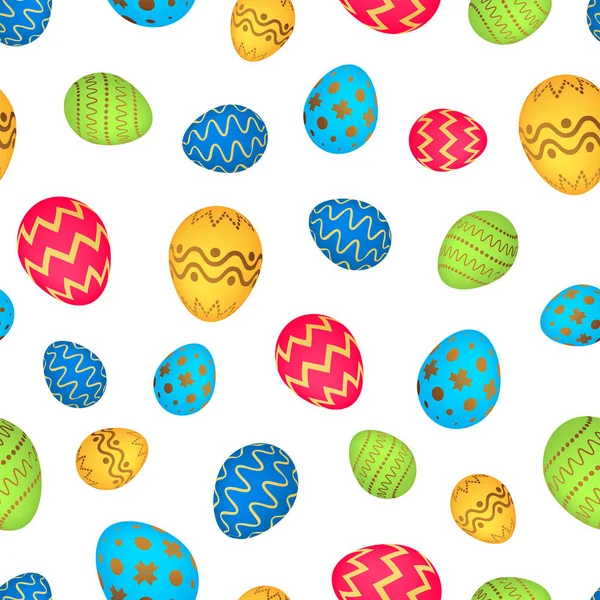Modèle sans couture avec des œufs de Pâques colorés — Image vectorielle