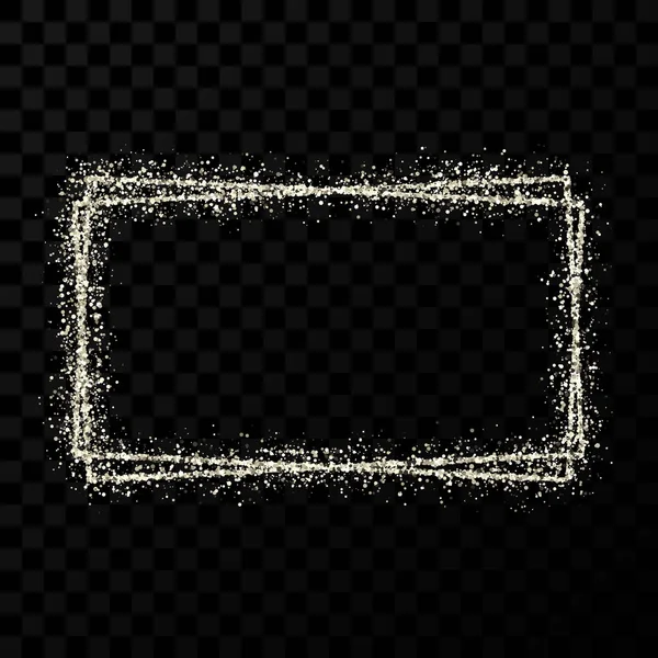 Silver shiny double rectangle frame with light effects — 스톡 벡터