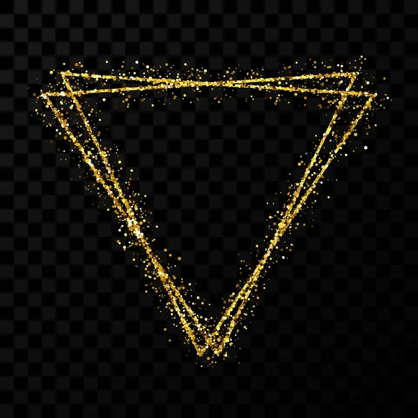 Gold shiny double triangle frame with light effects — 스톡 벡터