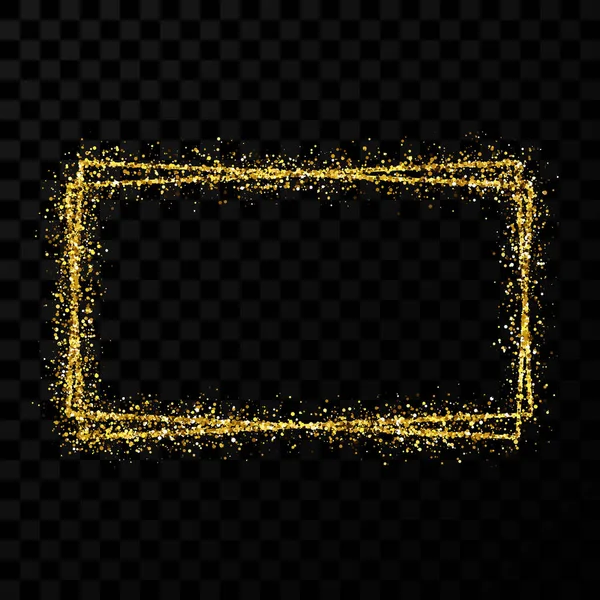 Gold shiny double rectangle frame with light effects — 스톡 벡터